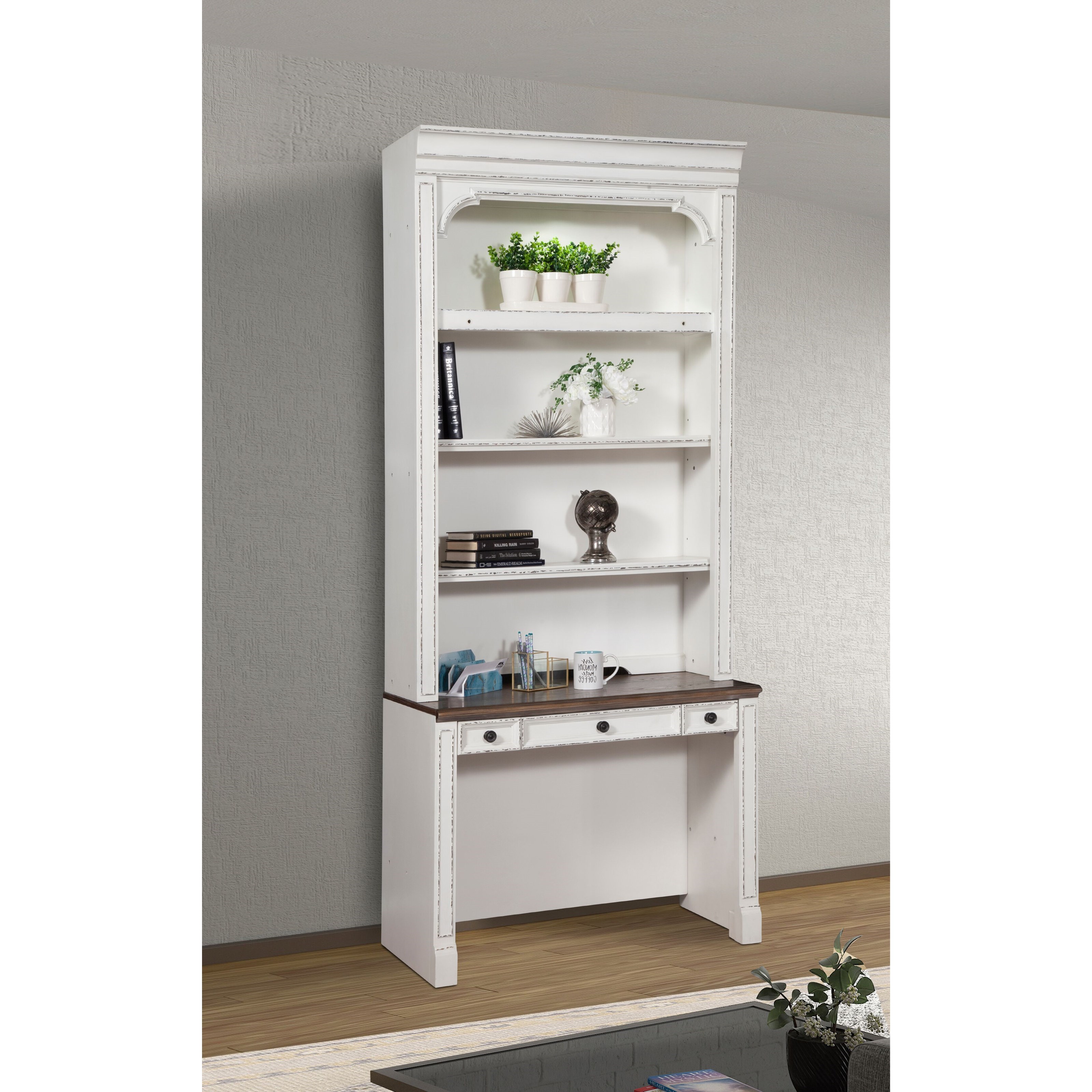 Parker House Provence PRO4602 Relaxed Vintage Library Desk with Hutch